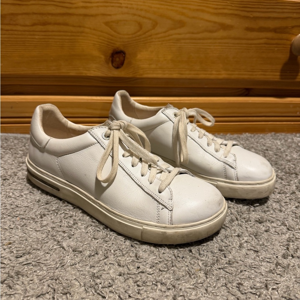 Birkenstock White Leather Lace-Up Sneakers